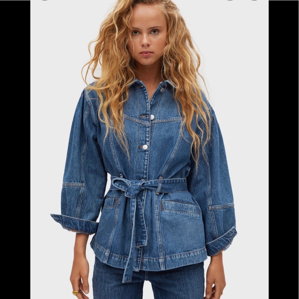 Mango belted denim jacket size L